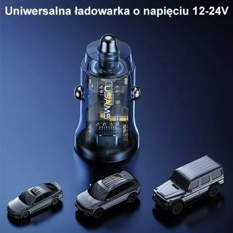 Usams USAMS Ładowarka samochodowa 1xUSB+1xUSB-C C32 30W Fast Charge niebieski/blue CC164CC02 (US-CC164) Usams USAMS Ładowarka samochodowa 1xUSB+1xUSB-C C32 30W Fast Charge niebieski/blue CC164CC02 (US-CC164)