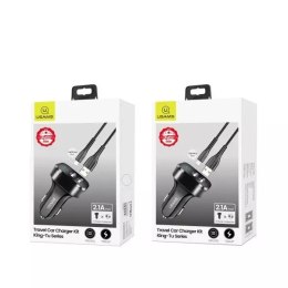 Usams USAMS Ładowarka samochodowa 2x USB C13 2,1A lightning czarny/black NTU35LC13TZ