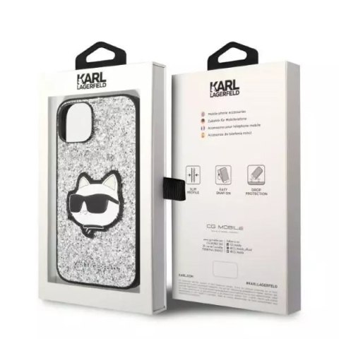 Karl Lagerfeld Etui ochronne na telefon Karl Lagerfeld KLHCP14SG2CPS do Apple iPhone 14 6,1" srebrny/silver hardcase Glitter Choupette Patch Karl Lagerfeld Etui ochronne na telefon Karl Lagerfeld KLHCP14SG2CPS do Apple iPhone 14 6,1" srebrny/silver hardcase Glitter Choupette Patch