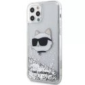Karl Lagerfeld Etui ochronne na telefon Karl Lagerfeld KLHCP12MLNCHCS do Apple iPhone 12 /12 Pro 6,1" srebrny/silver hardcase Glitter Choupette