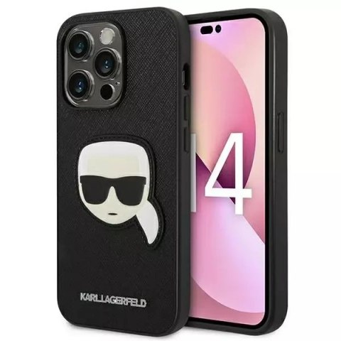 Karl Lagerfeld Etui ochronne na telefon Karl Lagerfeld KLHCP14LSAPKHK do Apple iPhone 14 Pro 6,1" czarny/black hardcase Saffiano Karl`s Head Pa Karl Lagerfeld Etui ochronne na telefon Karl Lagerfeld KLHCP14LSAPKHK do Apple iPhone 14 Pro 6,1" czarny/black hardcase Saffiano Karl`s Head Pa