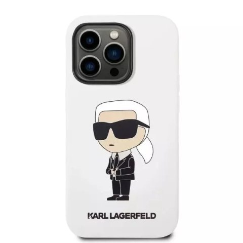 Karl Lagerfeld Etui ochronne na telefon Karl Lagerfeld KLHCP14LSNIKBCH do Apple iPhone 14 Pro 6,1" hardcase biały/white Silicone Ikonik Karl Lagerfeld Etui ochronne na telefon Karl Lagerfeld KLHCP14LSNIKBCH do Apple iPhone 14 Pro 6,1" hardcase biały/white Silicone Ikonik