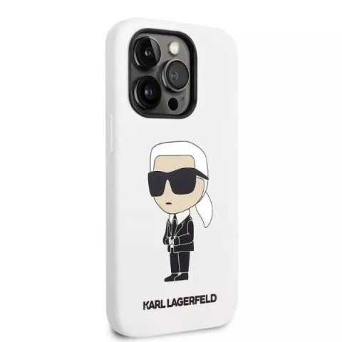 Karl Lagerfeld Etui ochronne na telefon Karl Lagerfeld KLHCP14LSNIKBCH do Apple iPhone 14 Pro 6,1" hardcase biały/white Silicone Ikonik Karl Lagerfeld Etui ochronne na telefon Karl Lagerfeld KLHCP14LSNIKBCH do Apple iPhone 14 Pro 6,1" hardcase biały/white Silicone Ikonik