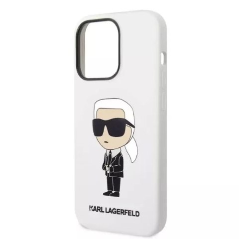 Karl Lagerfeld Etui ochronne na telefon Karl Lagerfeld KLHCP14LSNIKBCH do Apple iPhone 14 Pro 6,1" hardcase biały/white Silicone Ikonik Karl Lagerfeld Etui ochronne na telefon Karl Lagerfeld KLHCP14LSNIKBCH do Apple iPhone 14 Pro 6,1" hardcase biały/white Silicone Ikonik