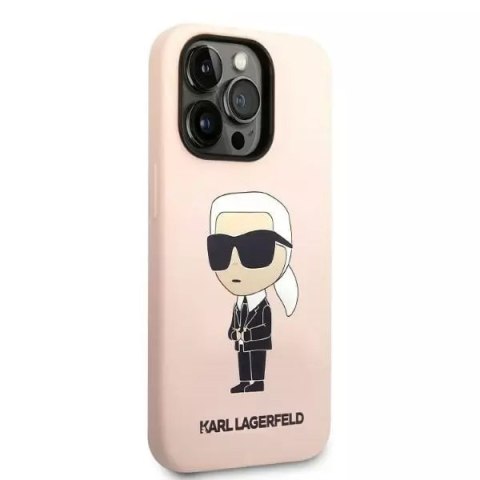 Karl Lagerfeld Etui ochronne na telefon Karl Lagerfeld KLHCP14LSNIKBCP do Apple iPhone 14 Pro 6,1" hardcase różowy/pink Silicone Ikonik Karl Lagerfeld Etui ochronne na telefon Karl Lagerfeld KLHCP14LSNIKBCP do Apple iPhone 14 Pro 6,1" hardcase różowy/pink Silicone Ikonik