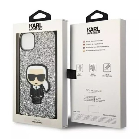 Karl Lagerfeld Etui ochronne na telefon Karl Lagerfeld KLHCP14MGFKPG do Apple iPhone 14 Plus 6,7" hardcase srebrny/silver Glitter Flakes Ikonik Karl Lagerfeld Etui ochronne na telefon Karl Lagerfeld KLHCP14MGFKPG do Apple iPhone 14 Plus 6,7" hardcase srebrny/silver Glitter Flakes Ikonik