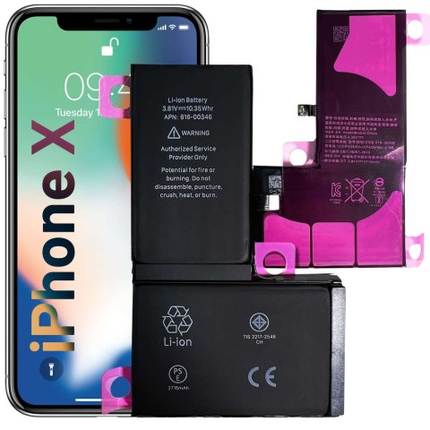 ProducentTymczasowy Bateria wymienna do telefonu do Apple iPhone X 2716mAh A1865 A1901 ProducentTymczasowy Bateria wymienna do telefonu do Apple iPhone X 2716mAh A1865 A1901