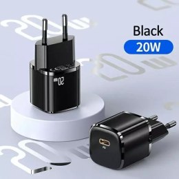 Usams USAMS Ładowarka sieciowa 1x USB-C T36 mini 20W + kabel USB-C-Lightning czarny/black PD3.0 Fast Charging XFKXLOGTL01 (US-CC124+US