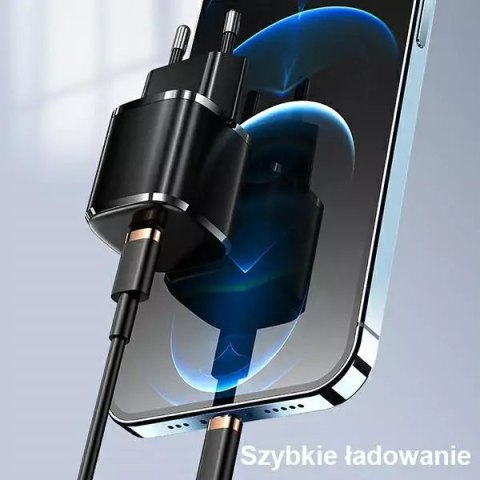 Usams USAMS Ładowarka sieciowa 1x USB-C T36 mini 20W + kabel USB-C-Lightning czarny/black PD3.0 Fast Charging XFKXLOGTL01 (US-CC124+US Usams USAMS Ładowarka sieciowa 1x USB-C T36 mini 20W + kabel USB-C-Lightning czarny/black PD3.0 Fast Charging XFKXLOGTL01 (US-CC124+US