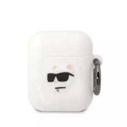 Karl Lagerfeld Etui ochronne na słuchawki Karl Lagerfeld KLA2RUNCHH do Apple AirPods 1/2 cover biały/white Silicone Choupette Head 3D