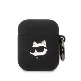 Karl Lagerfeld Etui ochronne na słuchawki Karl Lagerfeld KLA2RUNCHK do Apple AirPods 1/2 cover czarny/black Silicone Choupette Head 3D