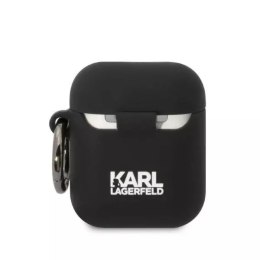 Karl Lagerfeld Etui ochronne na słuchawki Karl Lagerfeld KLA2RUNCHK do Apple AirPods 1/2 cover czarny/black Silicone Choupette Head 3D