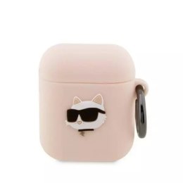 Karl Lagerfeld Etui ochronne na słuchawki Karl Lagerfeld KLA2RUNCHP do Apple AirPods 1/2 cover różowy/pink Silicone Choupette Head 3D