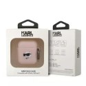 Karl Lagerfeld Etui ochronne na słuchawki Karl Lagerfeld KLA2RUNCHP do Apple AirPods 1/2 cover różowy/pink Silicone Choupette Head 3D