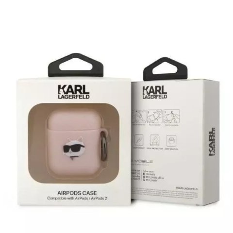 Karl Lagerfeld Etui ochronne na słuchawki Karl Lagerfeld KLA2RUNCHP do Apple AirPods 1/2 cover różowy/pink Silicone Choupette Head 3D Karl Lagerfeld Etui ochronne na słuchawki Karl Lagerfeld KLA2RUNCHP do Apple AirPods 1/2 cover różowy/pink Silicone Choupette Head 3D