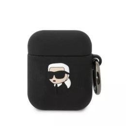 Karl Lagerfeld Etui ochronne na słuchawki Karl Lagerfeld KLA2RUNIKK do Apple AirPods 1/2 cover czarny/black Silicone Karl Head 3D