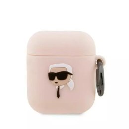 Karl Lagerfeld Etui ochronne na słuchawki Karl Lagerfeld KLA2RUNIKP do Apple AirPods 1/2 cover różowy/pink Silicone Karl Head 3D