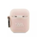 Karl Lagerfeld Etui ochronne na słuchawki Karl Lagerfeld KLA2RUNIKP do Apple AirPods 1/2 cover różowy/pink Silicone Karl Head 3D