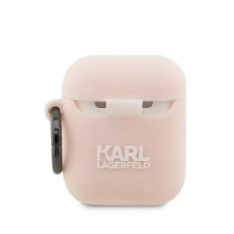 Karl Lagerfeld Etui ochronne na słuchawki Karl Lagerfeld KLA2RUNIKP do Apple AirPods 1/2 cover różowy/pink Silicone Karl Head 3D