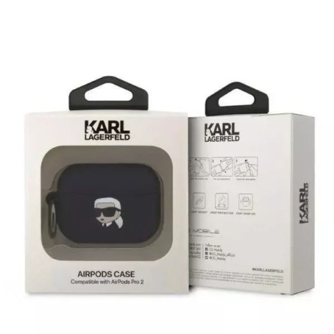 Karl Lagerfeld Etui ochronne na słuchawki Karl Lagerfeld KLAP2RUNIKK do Apple AirPods Pro 2 cover czarny/black Silicone Karl Head 3D Karl Lagerfeld Etui ochronne na słuchawki Karl Lagerfeld KLAP2RUNIKK do Apple AirPods Pro 2 cover czarny/black Silicone Karl Head 3D