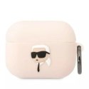 Karl Lagerfeld Etui ochronne na słuchawki Karl Lagerfeld KLAPRUNIKP do Apple AirPods Pro cover różowy/pink Silicone Karl Head 3D