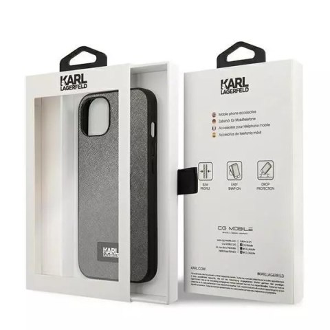 Karl Lagerfeld Etui ochronne na telefon Karl Lagerfeld KLHCP13SSFMP2DG do Apple iPhone 13 Mini 5,4" hardcase srebrny/silver Saffiano Plaque Karl Lagerfeld Etui ochronne na telefon Karl Lagerfeld KLHCP13SSFMP2DG do Apple iPhone 13 Mini 5,4" hardcase srebrny/silver Saffiano Plaque