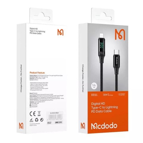 Mcdodo Kabel USB-C do Lightning Mcdodo CA-1030, 36W, 1.2m (czarny) Mcdodo Kabel USB-C do Lightning Mcdodo CA-1030, 36W, 1.2m (czarny)