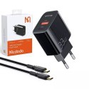 Mcdodo Ładowarka sieciowa Mcdodo CH-0922 USB + USB-C, 33W + kabel USB-C (czarna)