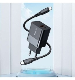 Mcdodo Ładowarka sieciowa Mcdodo CH-1952 USB + USB-C, 20W + kabel USB-C do Lightning (czarna)