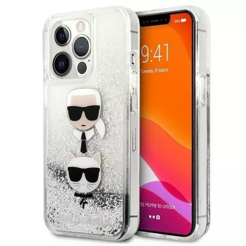Karl Lagerfeld Etui ochronne na telefon Karl Lagerfeld KLHCP13LKICGLS do Apple iPhone 13 Pro / 13 6,1" srebrny/silver hardcase Liquid Glitter K Karl Lagerfeld Etui ochronne na telefon Karl Lagerfeld KLHCP13LKICGLS do Apple iPhone 13 Pro / 13 6,1" srebrny/silver hardcase Liquid Glitter K
