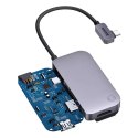 Baseus Hub 4w1 Baseus PadJoy Series USB-C do USB 3.0 + HDMI + USB-C PD + jack 3.5mm (Szary)