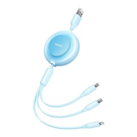 Baseus Kabel USB 3w1 Baseus Bright Mirror 2, micro USB / Lightning / USB-C, płaski, 3.5A, 1.1m (błękitny) Baseus Kabel USB 3w1 Baseus Bright Mirror 2, micro USB / Lightning / USB-C, płaski, 3.5A, 1.1m (błękitny)