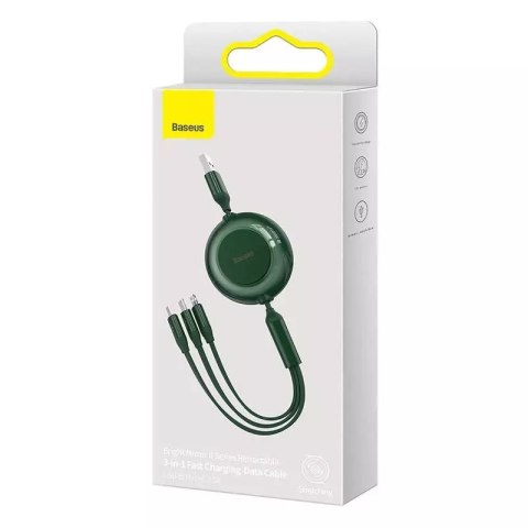 Baseus Kabel USB 3w1 Baseus Bright Mirror 2, micro USB / Lightning / USB-C, płaski, 3.5A, 1.1m (zielony) Baseus Kabel USB 3w1 Baseus Bright Mirror 2, micro USB / Lightning / USB-C, płaski, 3.5A, 1.1m (zielony)