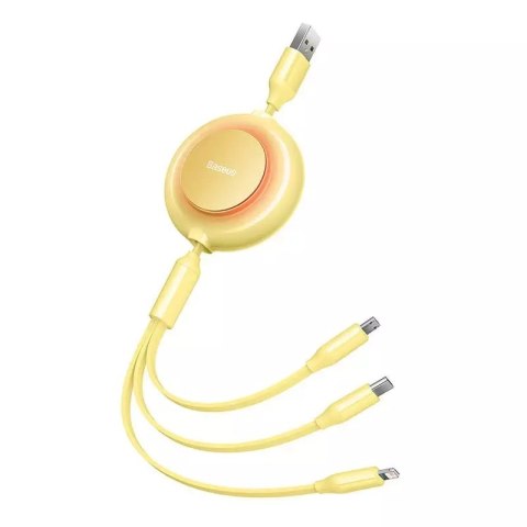 Baseus Kabel USB 3w1 Baseus Bright Mirror 2, micro USB / Lightning / USB-C, płaski, 3.5A, 1.1m (żółty) Baseus Kabel USB 3w1 Baseus Bright Mirror 2, micro USB / Lightning / USB-C, płaski, 3.5A, 1.1m (żółty)