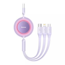 Baseus Kabel USB 3w1 Baseus Bright Mirror 3, micro USB / Lightning / USB-C, 66W / 2A, 1.1m (fioletowy)