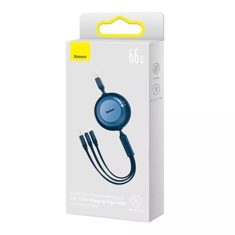Baseus Kabel USB 3w1 Baseus Bright Mirror 3, micro USB / Lightning / USB-C, 66W / 2A, 1.1m (niebieski) Baseus Kabel USB 3w1 Baseus Bright Mirror 3, micro USB / Lightning / USB-C, 66W / 2A, 1.1m (niebieski)