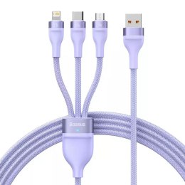 Baseus Kabel USB 3w1 Baseus Flash II, USB-C + micro USB + Lightning, 66W, 1.2m (fioletowy)