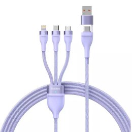 Baseus Kabel USB 3w1 Baseus Flash Series 2, USB-C + micro USB + Lightning, 100W, 1.2m (fioletowy)