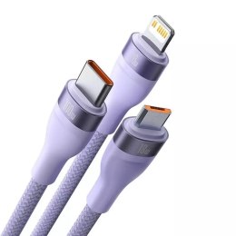 Baseus Kabel USB 3w1 Baseus Flash Series 2, USB-C + micro USB + Lightning, 100W, 1.2m (fioletowy)