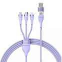 Baseus Kabel USB 3w1 Baseus Flash Series 2, USB-C + micro USB + Lightning, 100W, 1.5m (fioletowy)