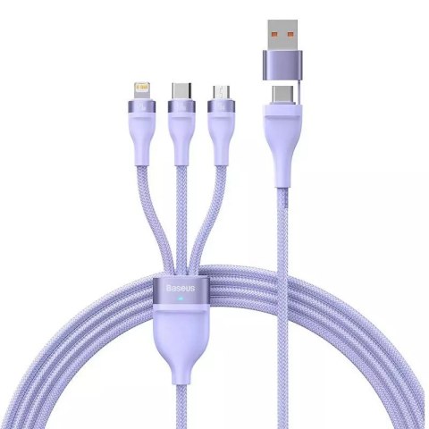 Baseus Kabel USB 3w1 Baseus Flash Series 2, USB-C + micro USB + Lightning, 100W, 1.5m (fioletowy) Baseus Kabel USB 3w1 Baseus Flash Series 2, USB-C + micro USB + Lightning, 100W, 1.5m (fioletowy)
