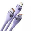 Baseus Kabel USB 3w1 Baseus Flash Series 2, USB-C + micro USB + Lightning, 100W, 1.5m (fioletowy)