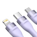Baseus Kabel USB 3w1 Baseus Flash Series 2, USB-C + micro USB + Lightning, 100W, 1.5m (fioletowy)
