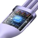 Baseus Kabel USB 3w1 Baseus Flash Series 2, USB-C + micro USB + Lightning, 100W, 1.5m (fioletowy)