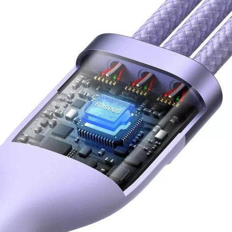 Baseus Kabel USB 3w1 Baseus Flash Series 2, USB-C + micro USB + Lightning, 100W, 1.5m (fioletowy) Baseus Kabel USB 3w1 Baseus Flash Series 2, USB-C + micro USB + Lightning, 100W, 1.5m (fioletowy)