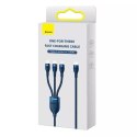 Baseus Kabel USB 3w1 Baseus Flash Series 2, USB-C + micro USB + Lightning, 100W, 1.5m (niebieski)