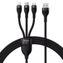 Baseus Kabel USB 3w1 Baseus Flash Series, USB-C + micro USB + Lightning, 100W, 1.2m (czarny)