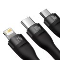 Baseus Kabel USB 3w1 Baseus Flash Series, USB-C + micro USB + Lightning, 100W, 1.2m (czarny)