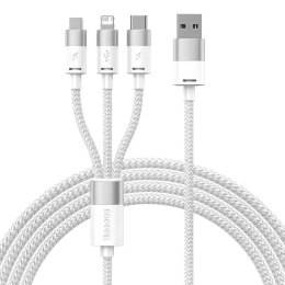 Baseus Kabel USB 3w1 Baseus StarSpeed, USB-C + micro USB + Lightning, 3,5A, 1.2m (biały)