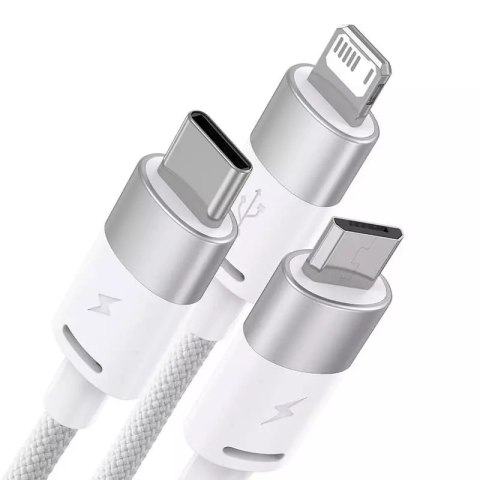 Baseus Kabel USB 3w1 Baseus StarSpeed, USB-C + micro USB + Lightning, 3,5A, 1.2m (biały) Baseus Kabel USB 3w1 Baseus StarSpeed, USB-C + micro USB + Lightning, 3,5A, 1.2m (biały)